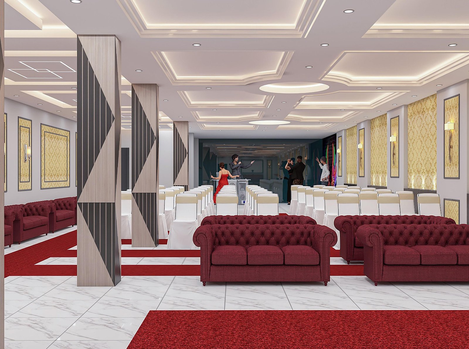 21 Luxury Red Lounge Interior