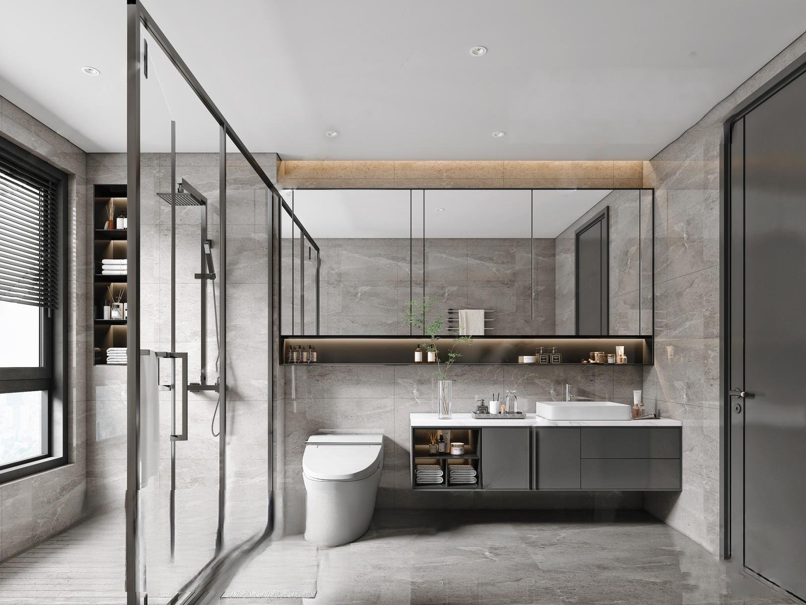 32 Modern Glass Bathroom Interior
